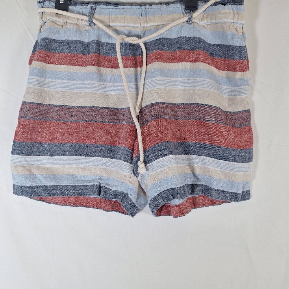 Casual Striped Drawstring Women’s Shorts - Red, Blue, Cream